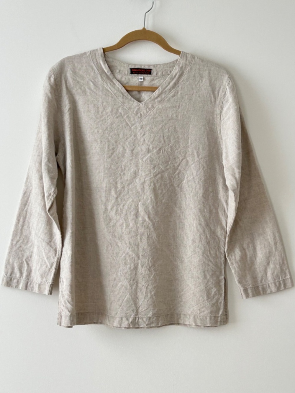 Rawganique 100% Linen Beige V-Neck Top